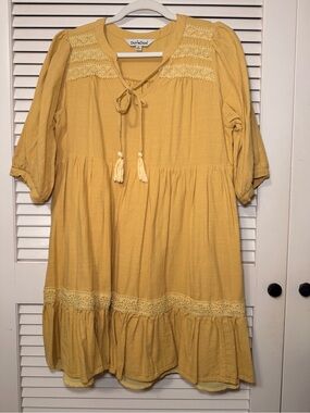 Mustard yellow boho mini dress by Davis Dani 💛
